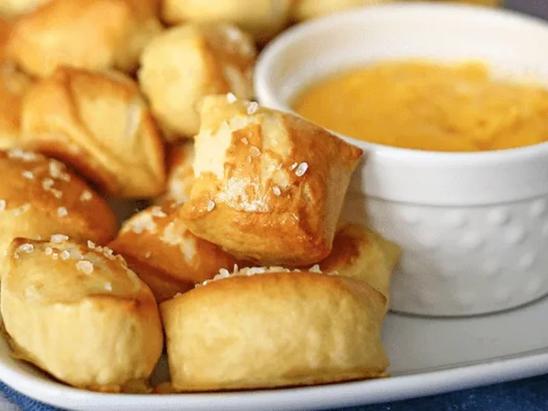 Soft Pretzel Bites with Baking Soda Bath and Coarse Salt