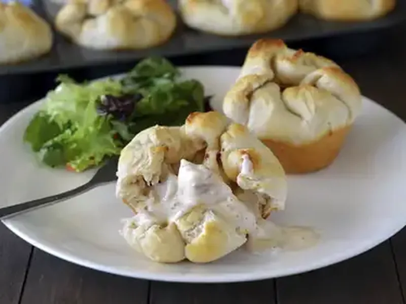 Chicken-Bacon Alfredo Biscuit Cups - Cheesy Handheld Comfort
