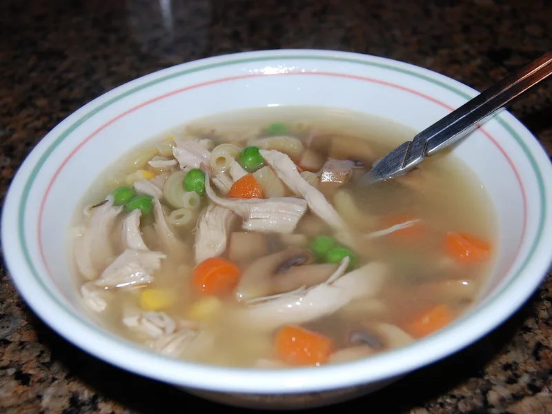 Turkey Soup With Egg Noodles and Vegetables