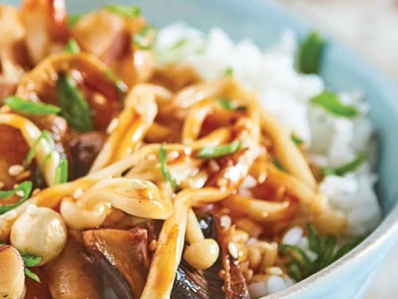 Japanese Mushroom Rice Bowl with Teriyaki