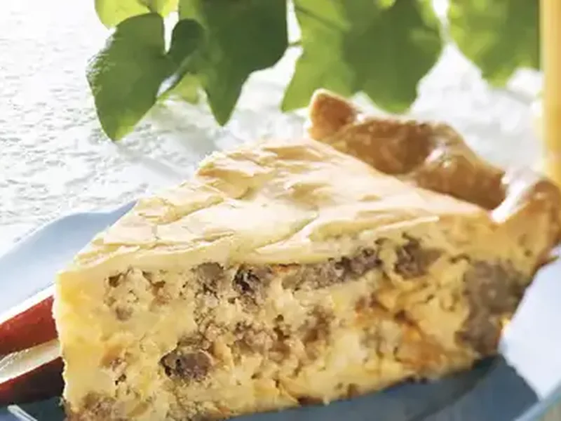 Potato-Sausage Quiche with Hash Browns and Cheddar