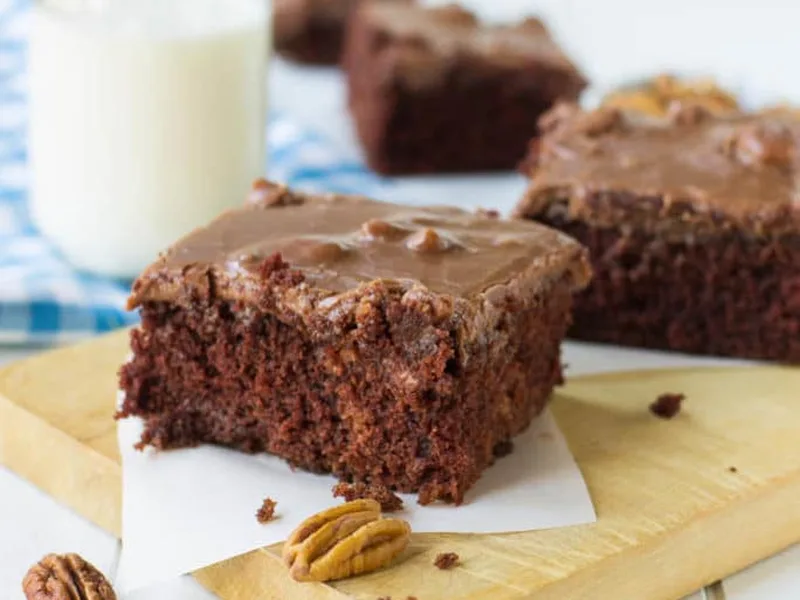 Chocolate Buttermilk Cake with Pecan Frosting