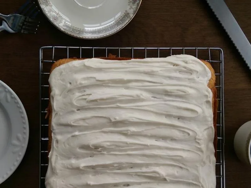 Sweet Potato Spice Sheet Cake with Maple Frosting