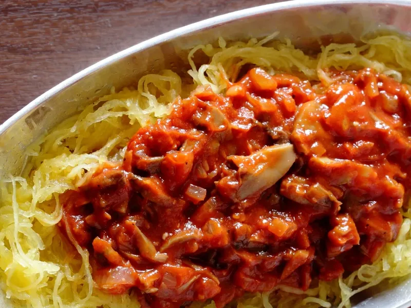 Roasted Spaghetti Squash with Homemade Marinara Sauce