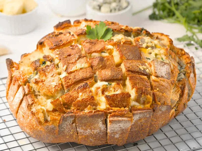 Cheese and Garlic Tear and Share Sourdough Loaf