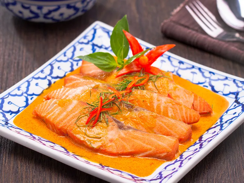 Thai Red Curry Salmon with Kaffir Lime