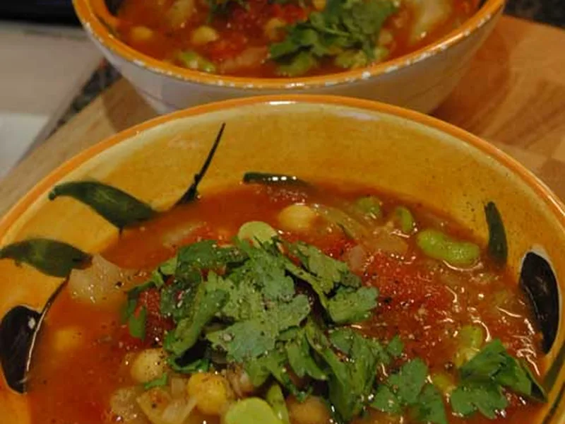 Moroccan Chickpea Soup with Harissa