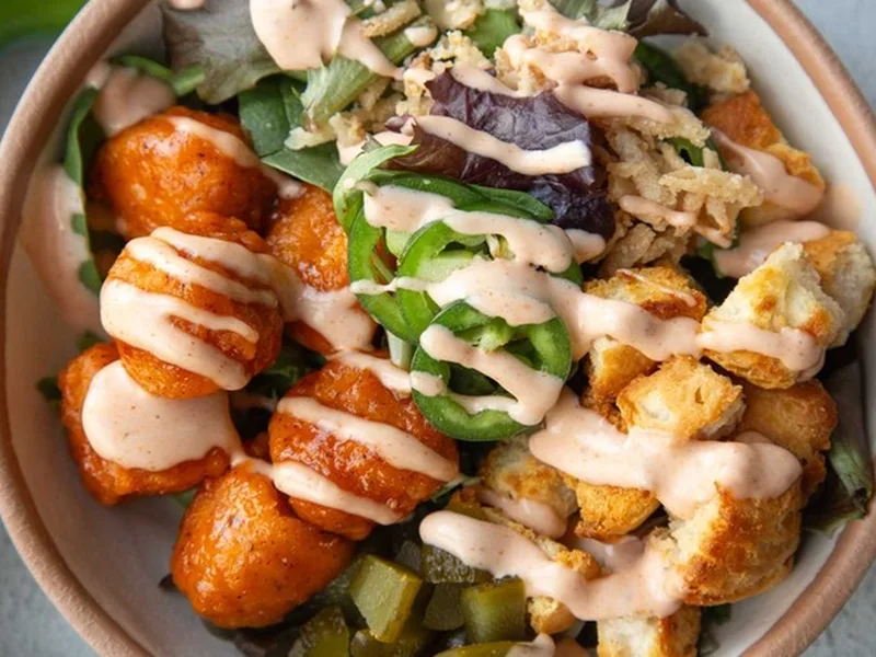 Nashville Hot Chicken Bowl with Crispy Biscuit Croutons