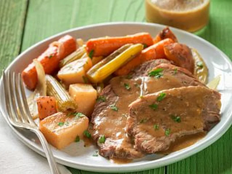 Slow Cooker Irish Beef Pot Roast with Beer Gravy and Vegetables