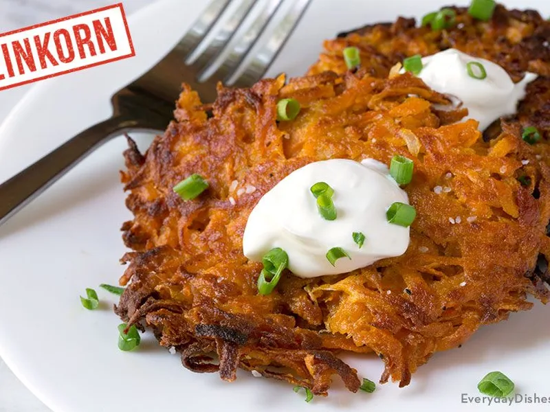 Einkorn Sweet Potato Latkes with Coconut Oil