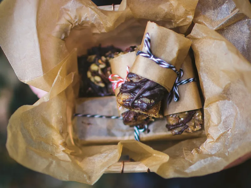 No-Bake Tahini Coconut Date Bars with Dark Chocolate