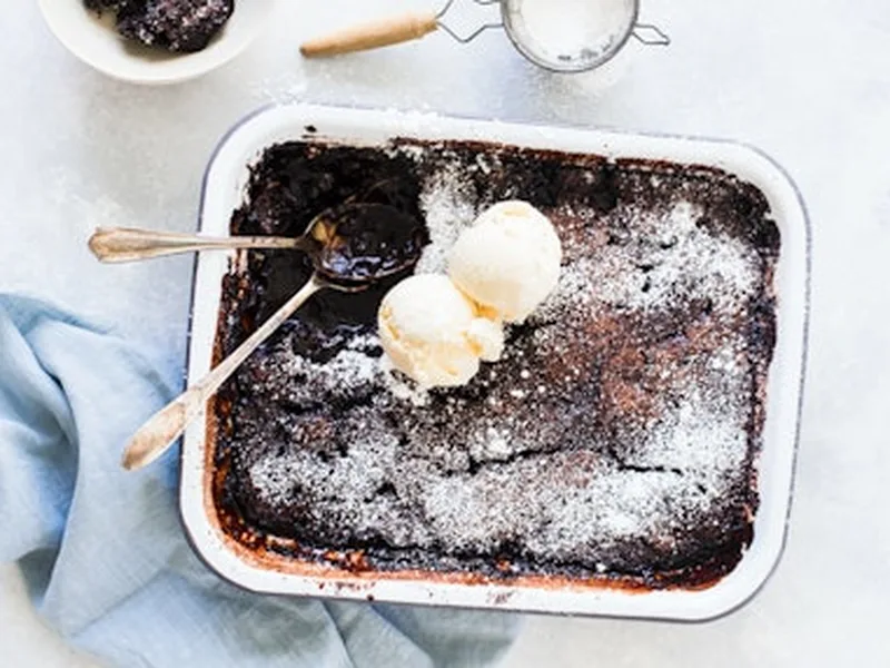 Chocolate Fudge Pudding Cake with Self-Made Sauce