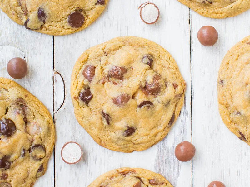 Double Malted Milk Cookies with Whoppers and Chocolate Chips