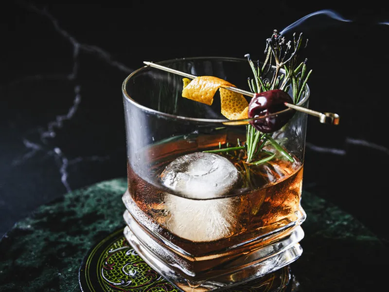 Smoked Old Fashioned with Rosemary & Cherry