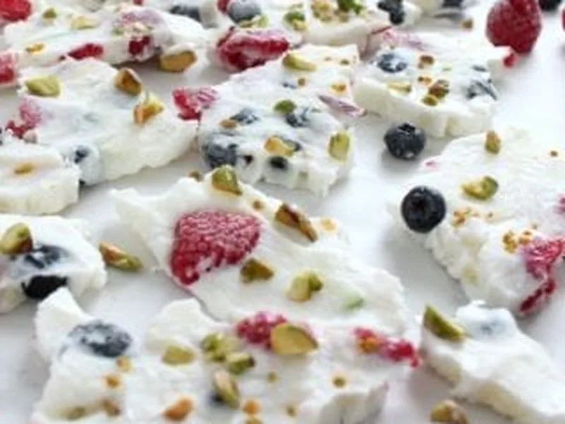 Fruity Frozen Yogurt Bark with Pistachios