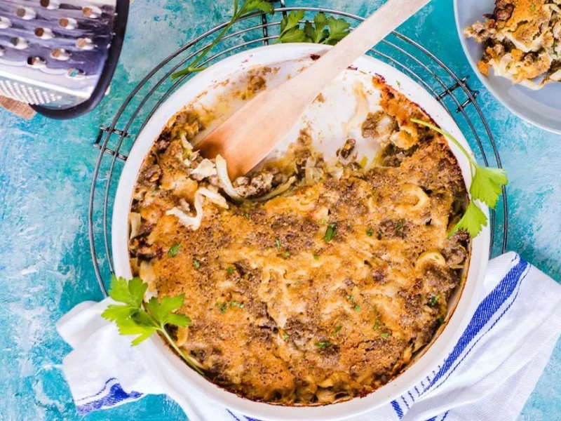 German Cabbage Casserole with Ground Beef and Tomato Sauce