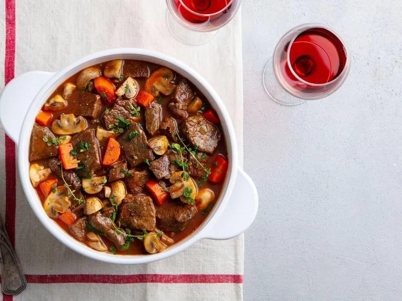 Red Wine Beef Stew with Tender Chuck and Vegetables