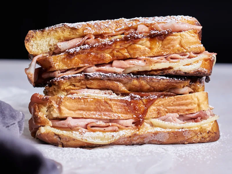 Crispy Challah Monte Cristo with Fig Jam and Ham