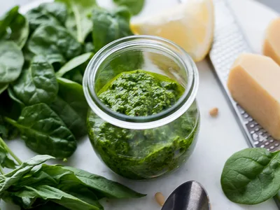 Homemade Pesto Sauce with Greens and Nuts