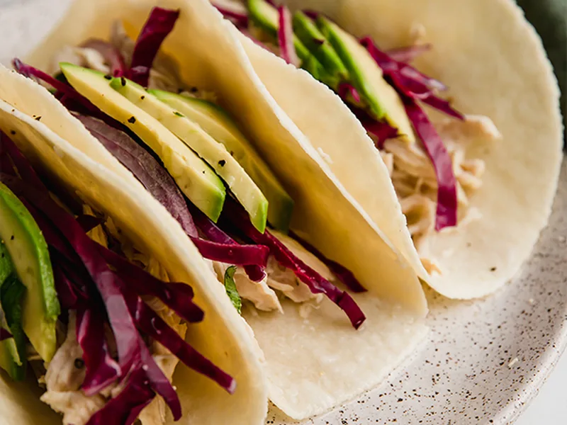 Slow Cooker Cilantro Lime Chicken Tacos with Fresh Toppings