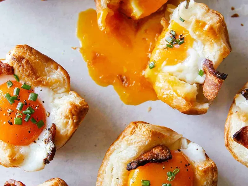 Cheesy Bacon Puff Pastry Breakfast Cups
