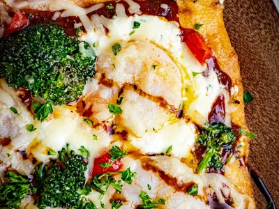 Grilled Ginger Shrimp BBQ Flatbread with Ricotta