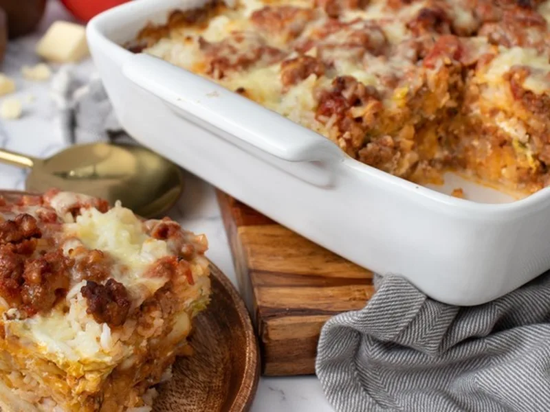 Unstuffed Cabbage Roll Casserole with Ground Beef and Sausage