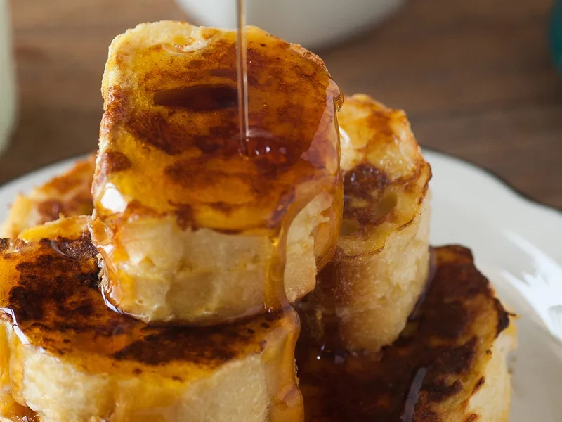 Cream Cheese Stuffed French Toast with Spiced Syrup