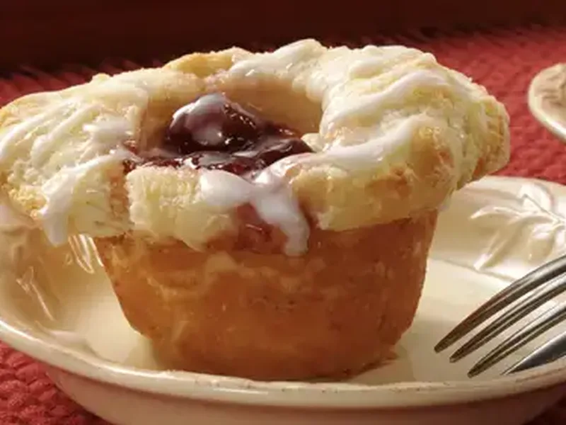 Cherry Danish Biscuit Cups with Cream Cheese and Almond
