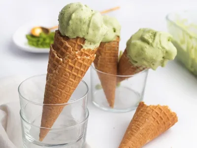 No-Churn Matcha Ice Cream with Condensed Milk