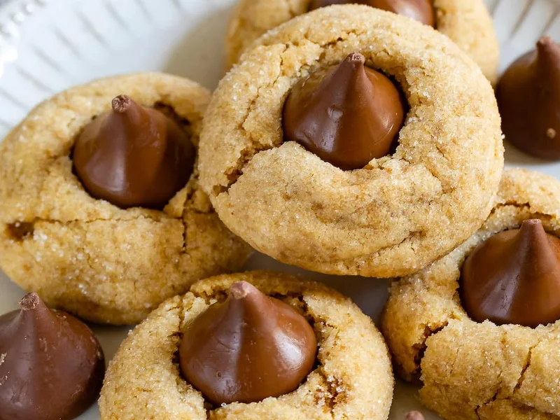Classic Peanut Butter Blossom Cookies with Chocolate Kisses
