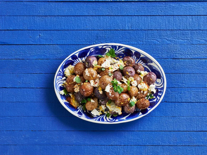 Greek Feta Roasted Potatoes with Lemon Oregano