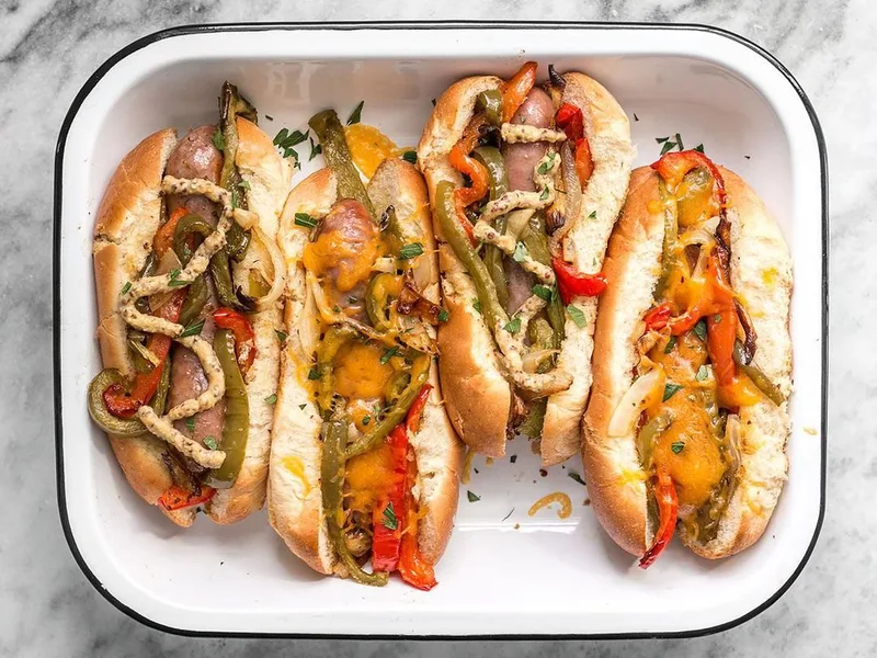 Roasted Bratwurst With Caramelized Peppers