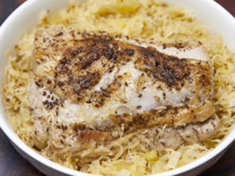 Pork Loin Roast with Caraway Sauerkraut and Apple