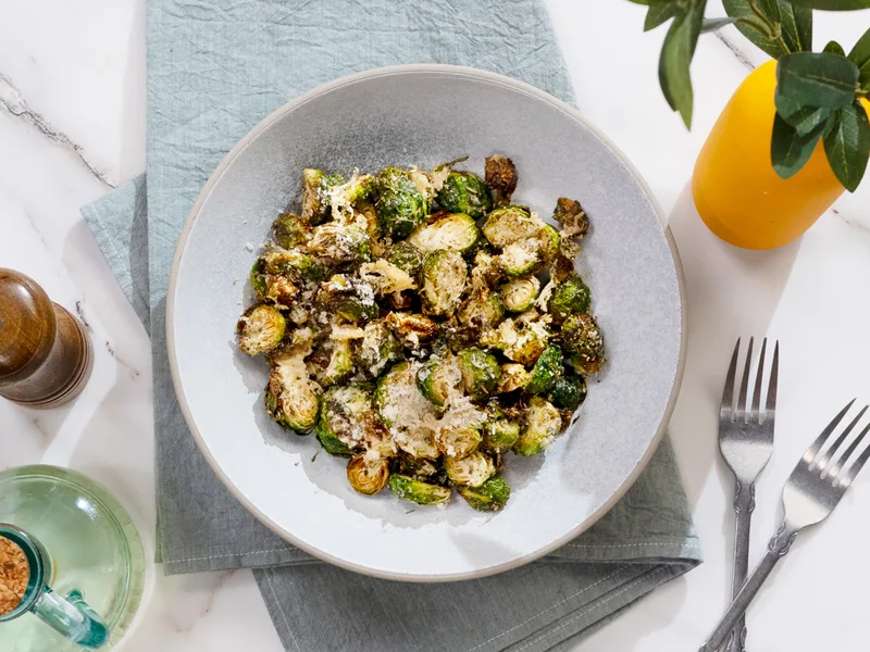 Crispy Parmesan Air Fryer Brussels Sprouts
