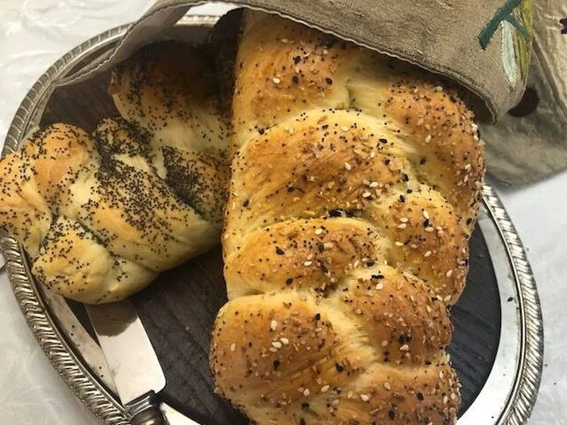 Traditional Sweet Challah Bread with Honey and Egg Wash