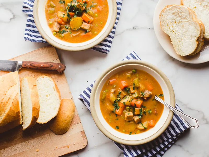 Instant Pot Tofu and Potato Stew with Crispy Tofu