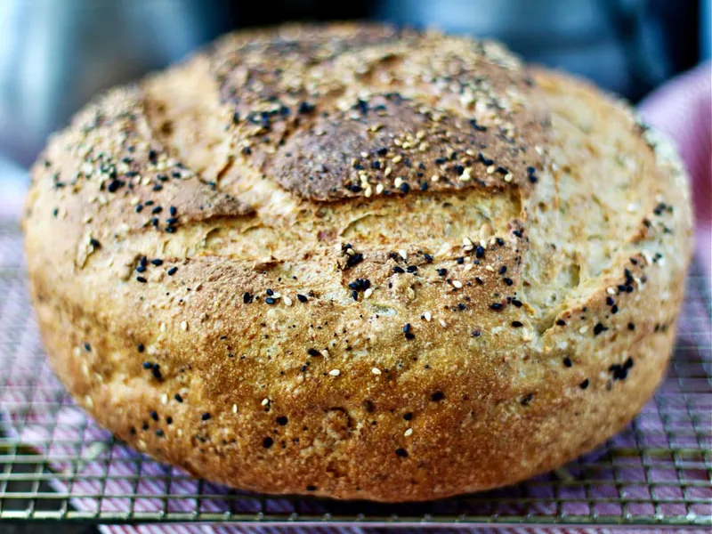 Multigrain Seeded Sourdough Boule with Dutch Oven Method
