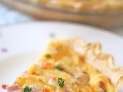 Ham and Cheese Quiche with French Bread and Hollandaise