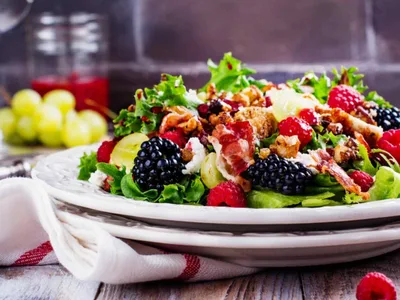 Grilled Chicken Summer Berry Salad with Raspberry Dressing