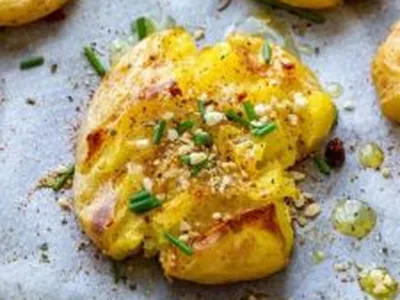 Pioneer Woman Loaded Smashed Potatoes with Bacon and Cheese