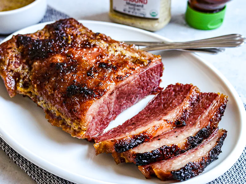 Honey Mustard Glazed Corned Beef Brisket - Oven Roasted
