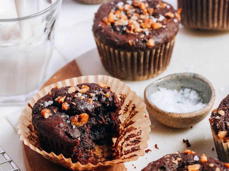 Salted Chocolate Banana Nut Muffins with Almond Flour