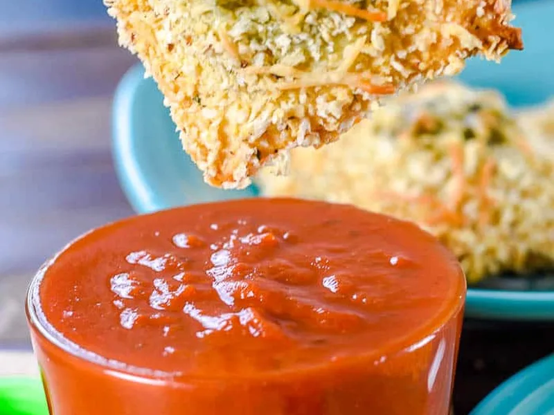 Crispy Baked Spinach Pesto Ravioli with Panko Crust