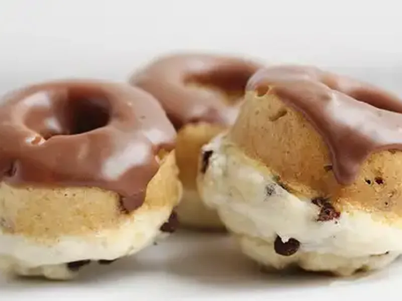 Baked Chocolate Chip Doughnuts with Chocolate Glaze