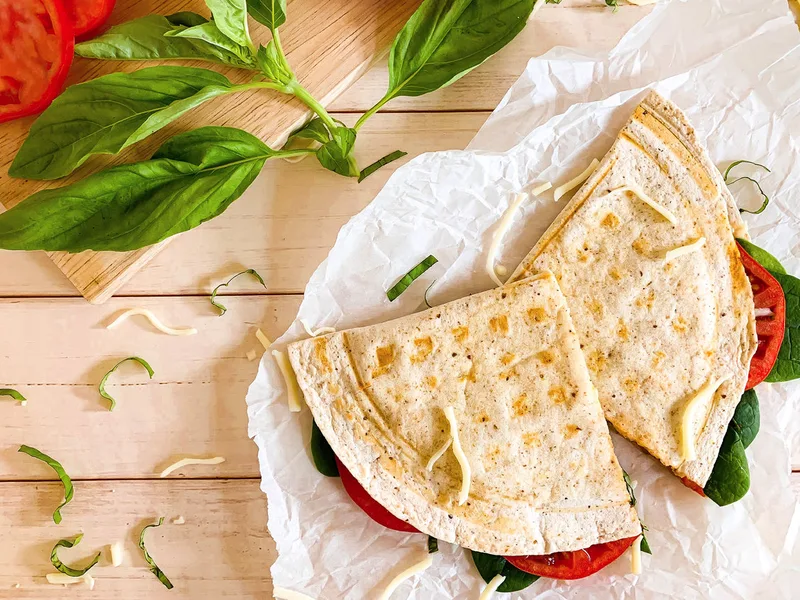 Caprese Waffled Quesadilla with Spinach