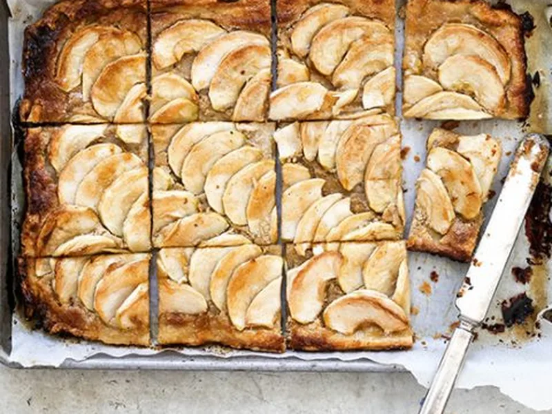 Apple Tart with Tahini Frangipane and Honey Cider Glaze