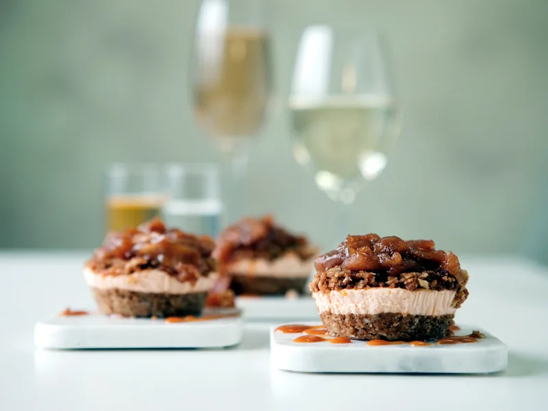 Apple-Topped Caramel Mousse Pie with Oat Crust