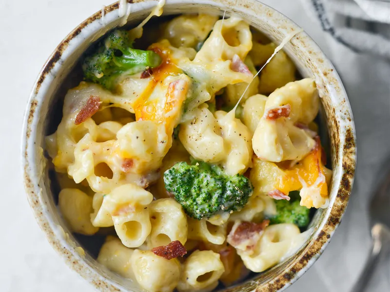 Bacon Broccoli Mac and Cheese Casserole with Sharp Cheddar