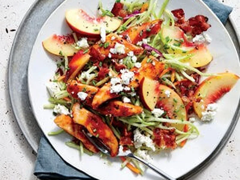 BBQ Chicken Peach Slaw with Feta